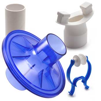VBMax 35毫米PFT套件，标准过滤器，蓝色橡胶鼻夹，橡胶口，用于CareFusion, Vmax, SensorMedics, PDS, Gould, Spirolink