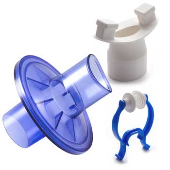 VBMax 35毫米PFT套件，e系列过滤器，蓝色橡胶鼻夹，橡胶口器，用于CareFusion, Vmax, SensorMedics, PDS, Gould, Spirolink