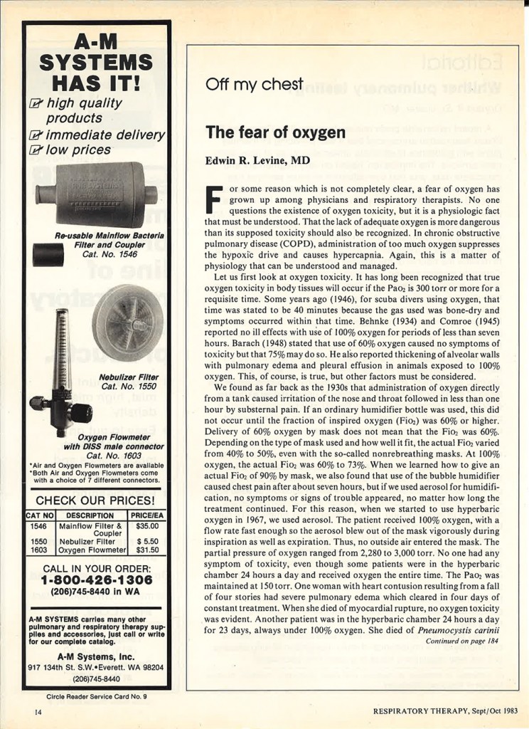 《A-M Systems Has It》的广告刊登在1983年9 / 10月的《呼吸疗法》杂志上。(图片由A-M系统档案馆提供。)