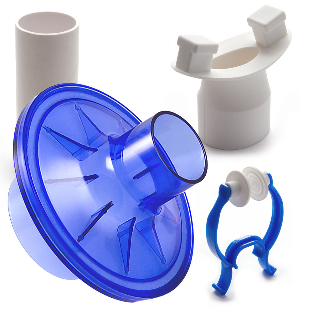 VBMAX 48毫米PFT套件带标准过滤器，蓝色橡胶鼻夹，Koko Spiromators的橡胶吹嘴